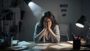 woman with no motivation for anything weeping